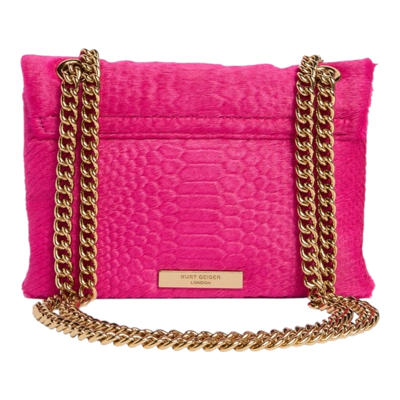Kurt Geiger Vibrant Pink Shoulder Bag with Gold Chain - Picture 9 of 16